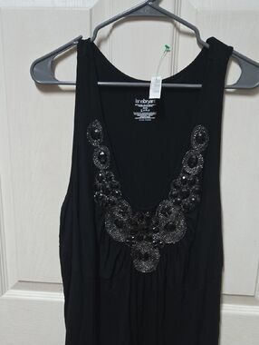 Lane Bryant Black Beaded Scoop Neck Tank